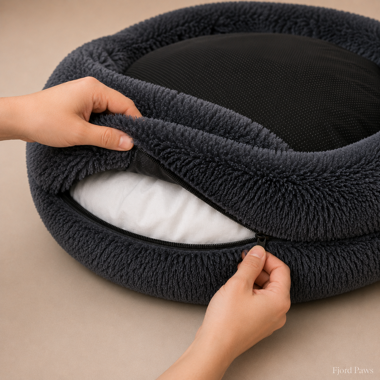 Calming Plush Donut Pet Bed - Anti-Anxiety Nest for Dogs & Cats