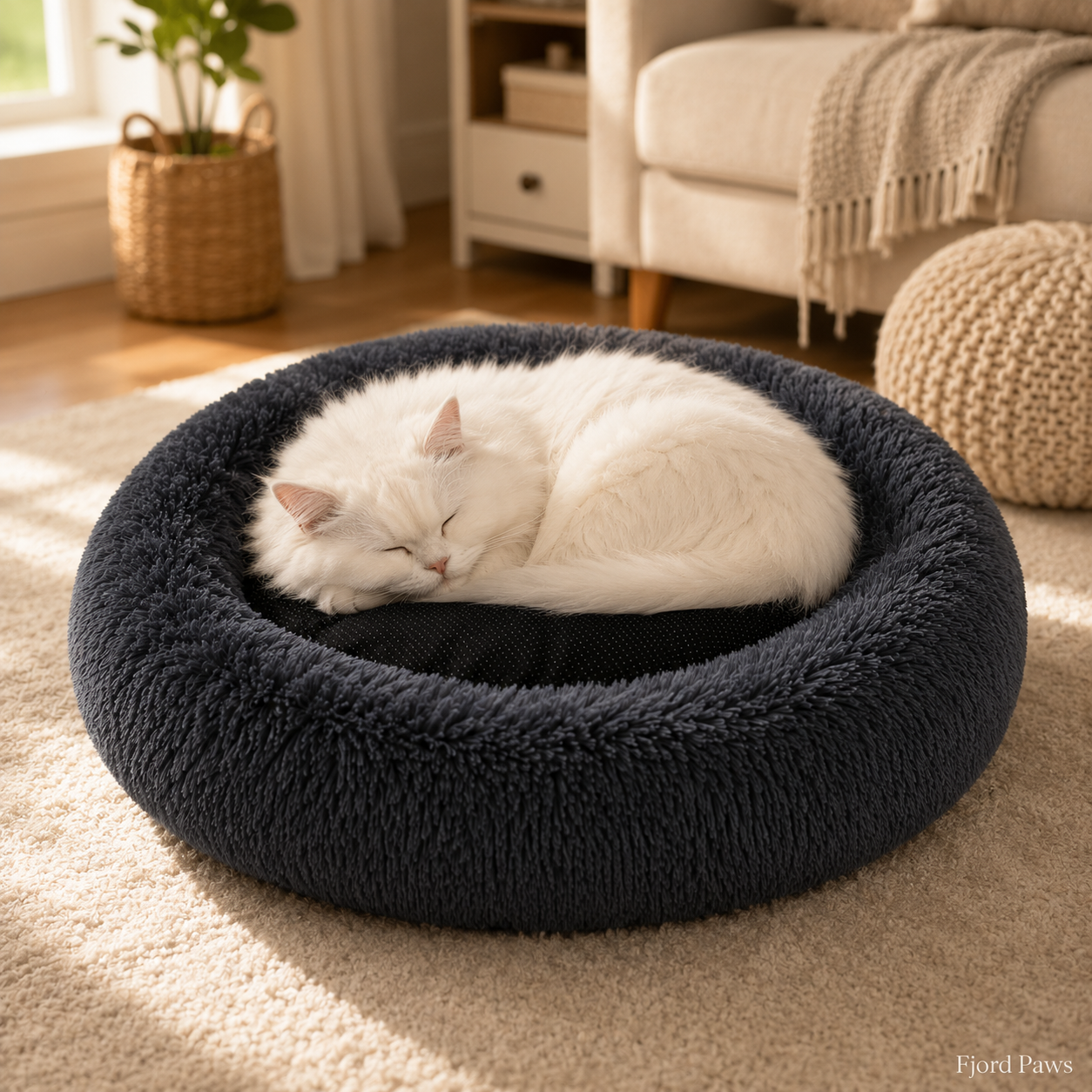 Calming Plush Donut Pet Bed - Anti-Anxiety Nest for Dogs & Cats
