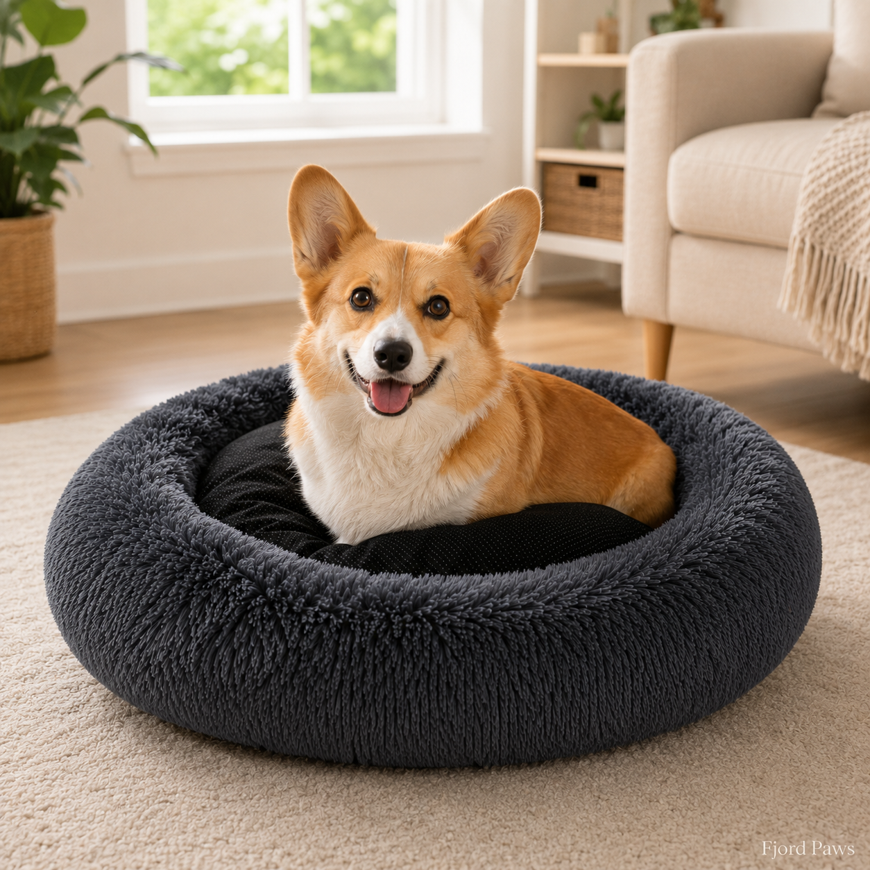 Calming Plush Donut Pet Bed - Anti-Anxiety Nest for Dogs & Cats