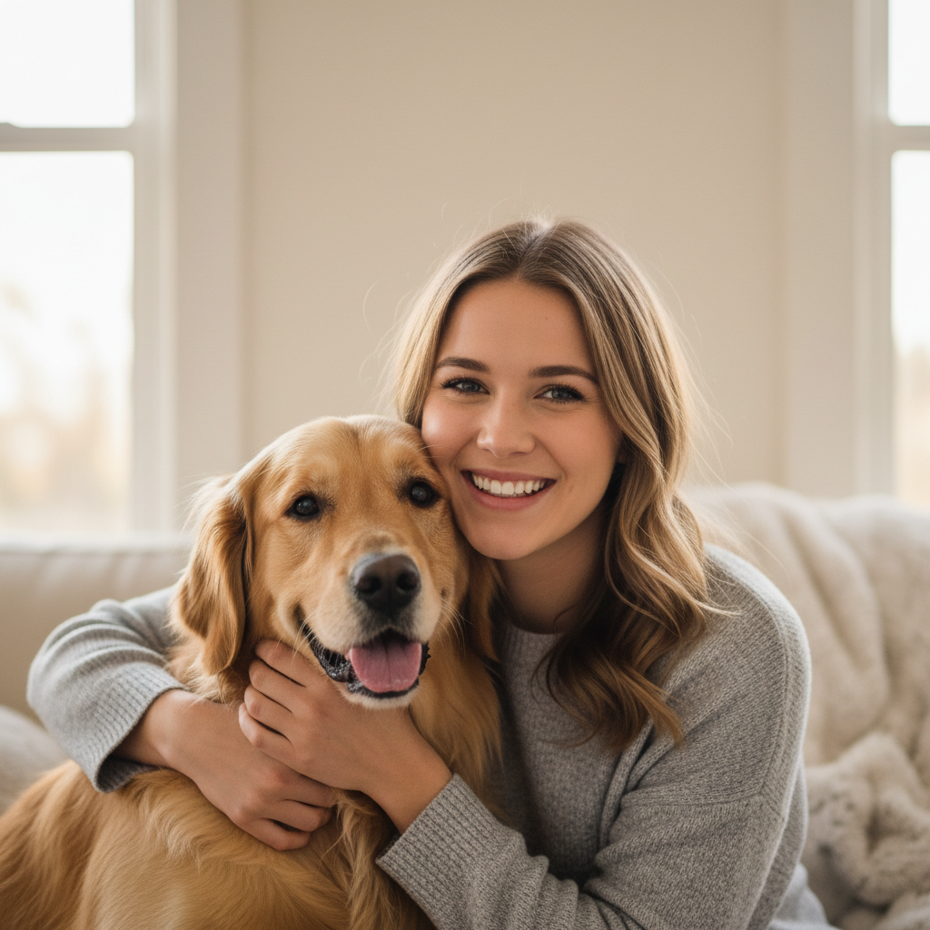 Sarah with dog